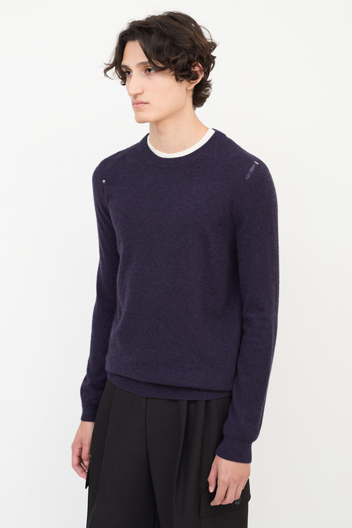 Saint Laurent Purple Wool & Cashmere Distressed Sweater