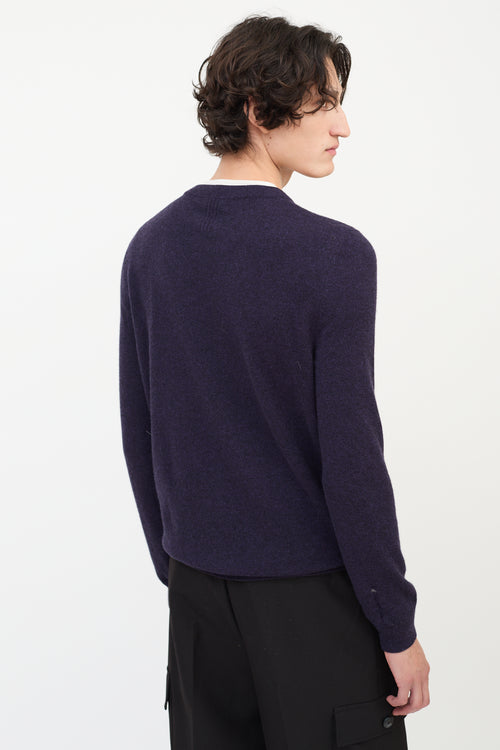 Saint Laurent Purple Wool & Cashmere Distressed Sweater