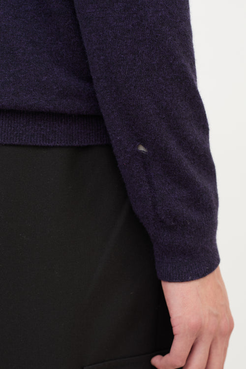 Saint Laurent Purple Wool & Cashmere Distressed Sweater