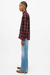 Saint Laurent Red & Black Plaid Shirt