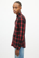 Saint Laurent Red & Black Plaid Shirt