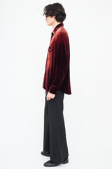Saint Laurent Red & Burgundy Crushed Velvet Shirt