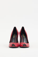 Saint Laurent Red Leather Peep Toe Pump