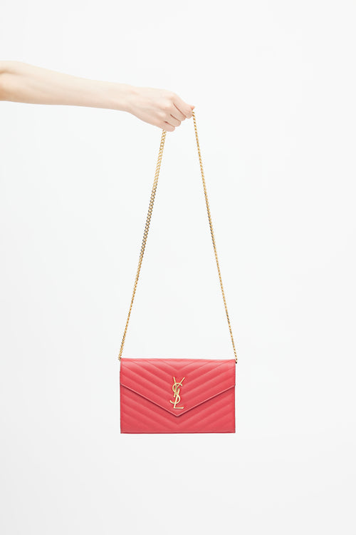Saint Laurent Red Quilted Cassandre Crossbody Bag