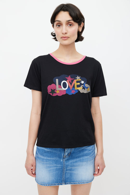 Saint Laurent SS 2017 Black Love Ringer T-Shirt