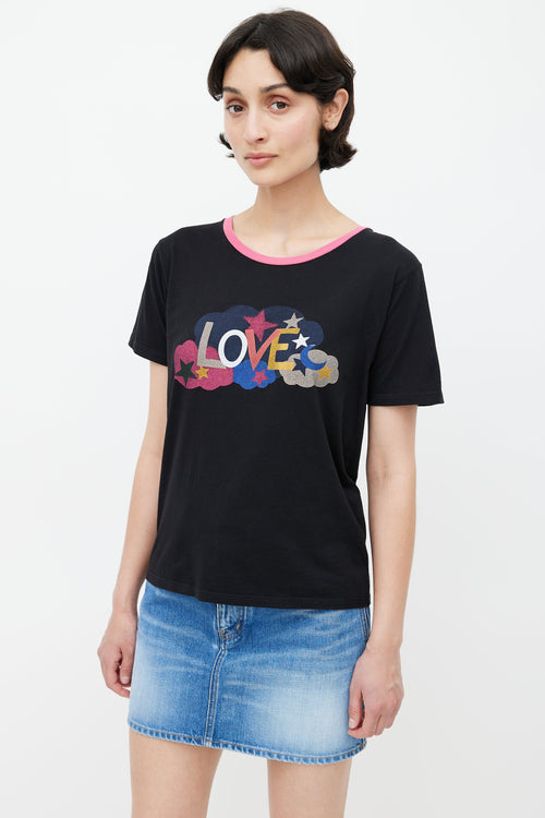 Saint Laurent SS 2017 Black Love Ringer T-Shirt