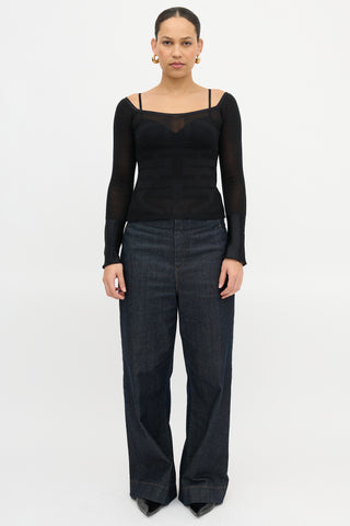 Saint Laurent Silk Knit Symbol Top