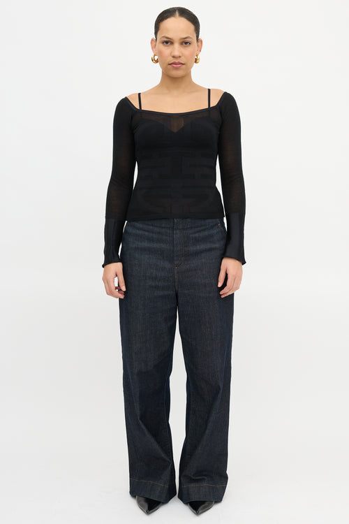 Saint Laurent Silk Knit Symbol Top