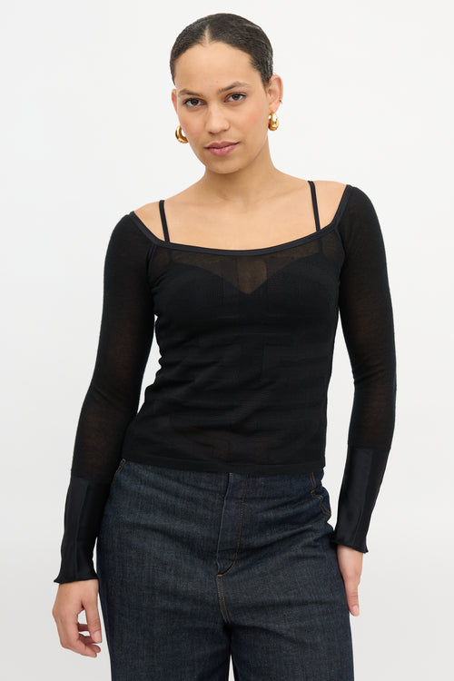 Saint Laurent Silk Knit Symbol Top