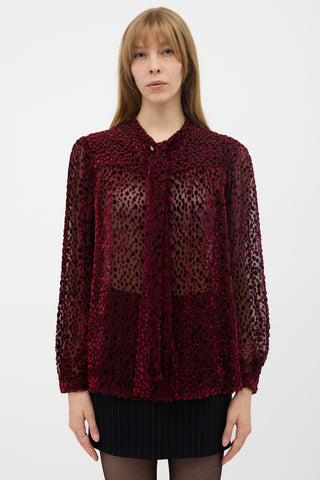 Saint Laurent Silk Velvet Devoré Blouse