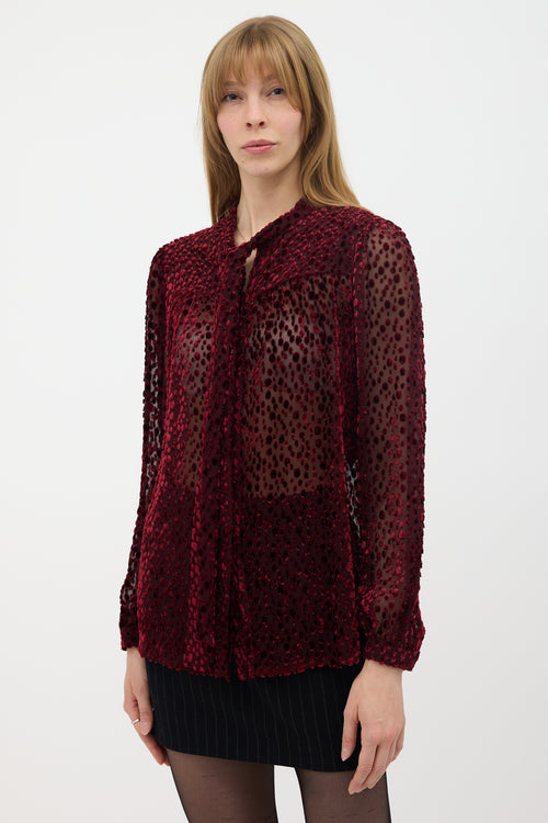 Saint Laurent Silk Velvet Devoré Blouse