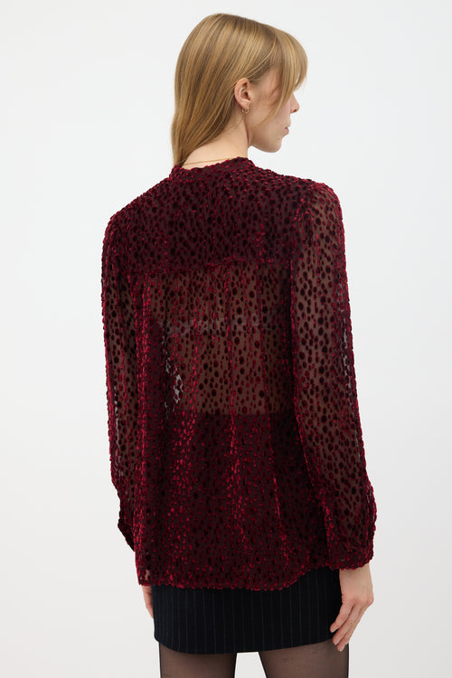 Saint Laurent Silk Velvet Devoré Blouse