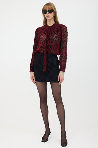 Saint Laurent Silk Velvet Devoré Blouse
