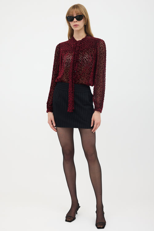 Saint Laurent Silk Velvet Devoré Blouse