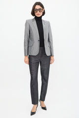 Saint Laurent Silver & Black Striped Three Pocket Blazer