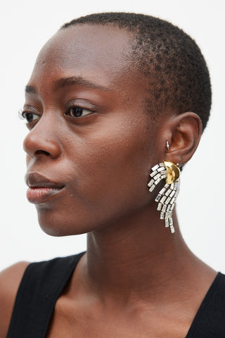 Saint Laurent Silver & Gold Jewel Swirl Earrings