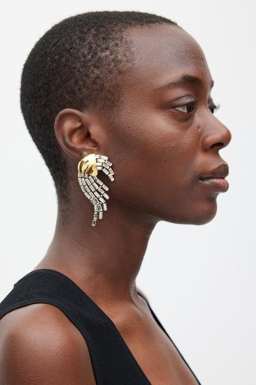 Saint Laurent Silver & Gold Jewel Swirl Earrings