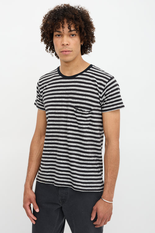 Saint Laurent Stripe Pocket T-Shirt