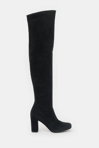 Saint Laurent Suede Thigh Boot
