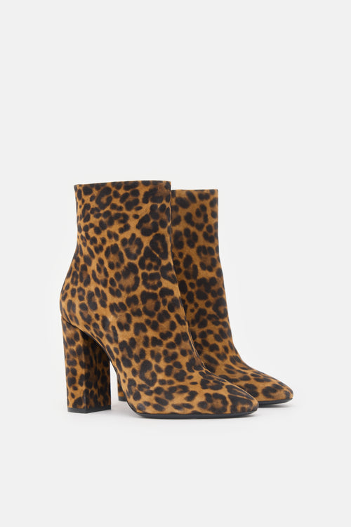 Saint Laurent Printed Suede Lou Ankle Boot