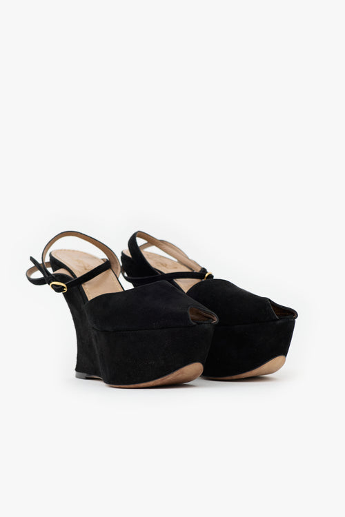 Saint Laurent Suede Wedge Sandal