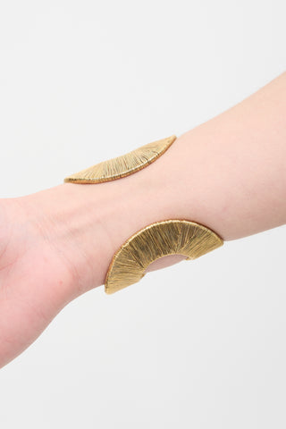 Saint Laurent Textured Metal Cuff Bracelet
