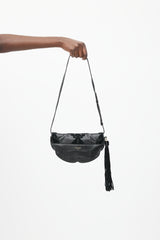 Saint Laurent Vintage Black Leather & Suede Tassel Shoulder Bag