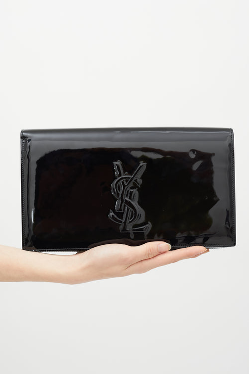 Saint Laurent Vintage Black Patent Leather Clutch