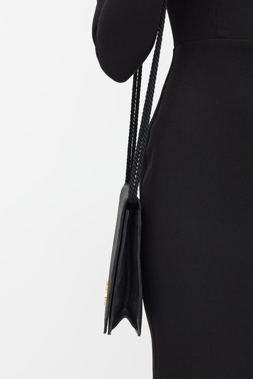 Saint Laurent Vintage Black Satin Crossbody Bag