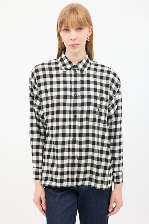 Saint Laurent Vintage Black & White Check One Pocket Shirt