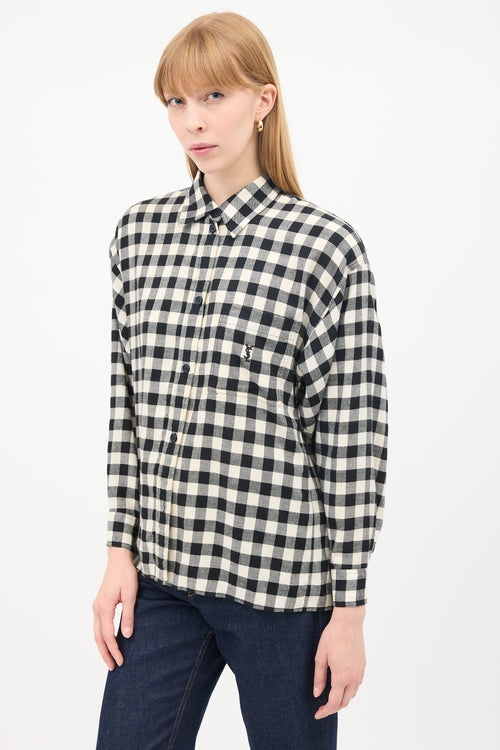 Saint Laurent Vintage Black & White Check One Pocket Shirt