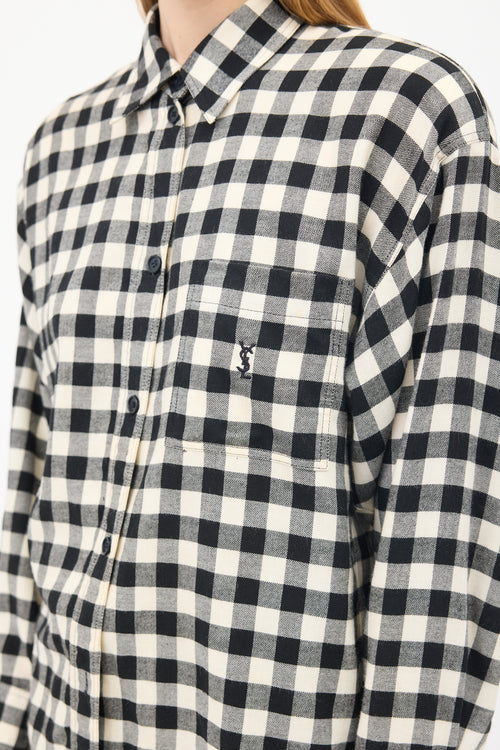 Saint Laurent Vintage Black & White Check One Pocket Shirt