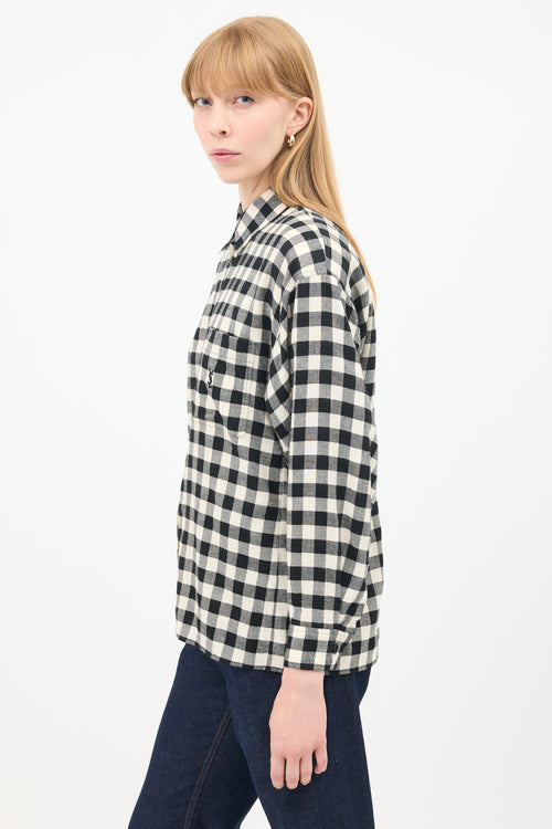 Saint Laurent Vintage Black & White Check One Pocket Shirt