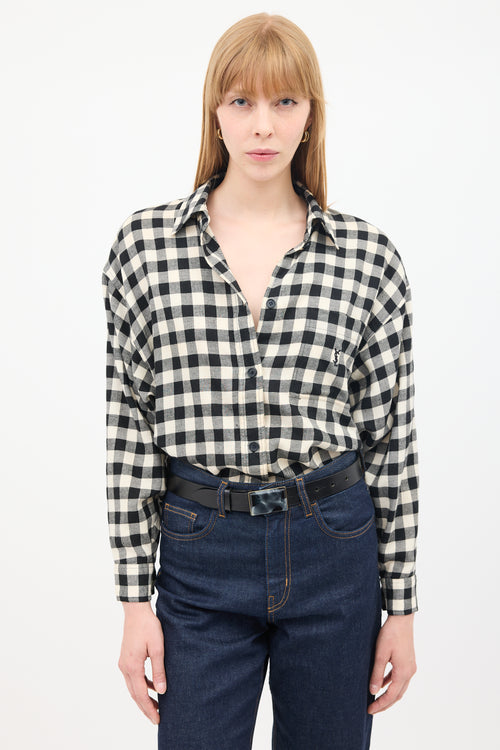 Saint Laurent Vintage Black & White Check One Pocket Shirt