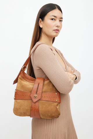 Beige and Brown Premium Cotton / Calfskin Leather Striped Crossbody Ba –  Timeless Vintage Company