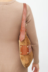 Saint Laurent Vintage Brown Suede & Leather Shoulder Bag