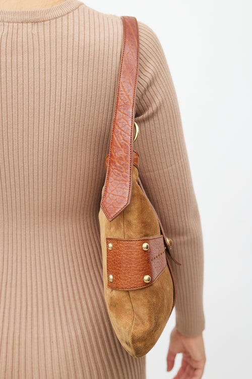 Saint Laurent Vintage Brown Suede & Leather Shoulder Bag
