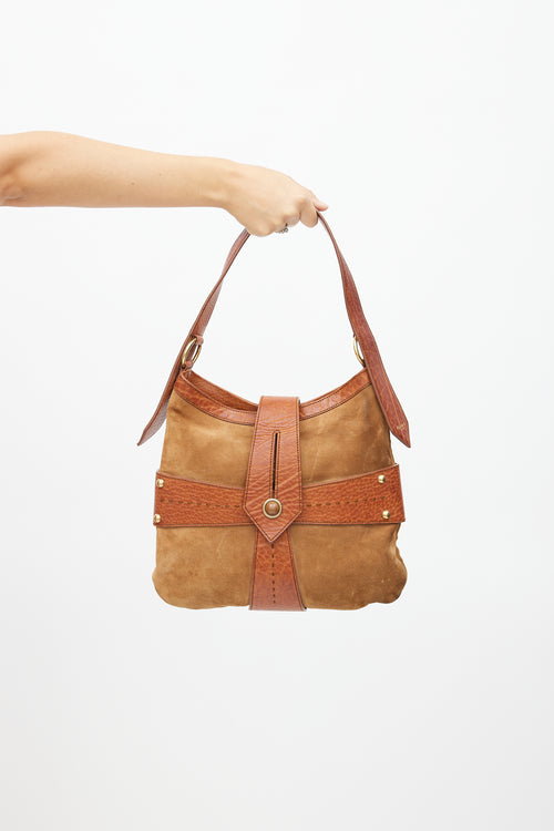 Saint Laurent Vintage Brown Suede & Leather Shoulder Bag