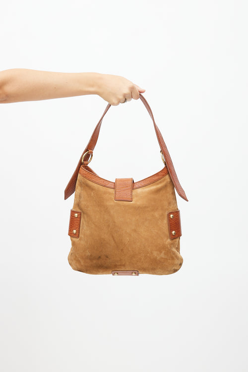 Saint Laurent Vintage Brown Suede & Leather Shoulder Bag