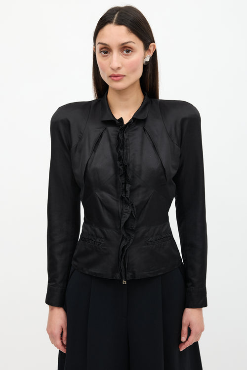 Saint Laurent Vintage Satin Ruffled Jacket