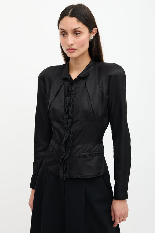 Saint Laurent Vintage Satin Ruffled Jacket
