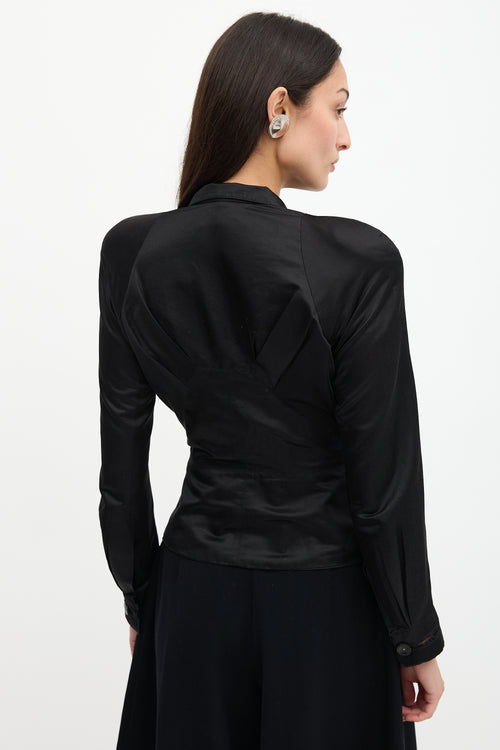 Saint Laurent Vintage Satin Ruffled Jacket