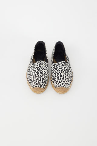 Saint Laurent Black & White Canvas Espadrille Loafer