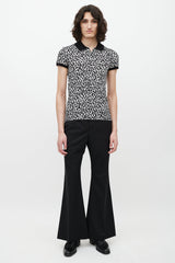Saint Laurent White & Black Patterned Polo