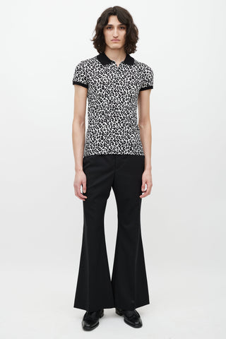 Saint Laurent White & Black Patterned Polo