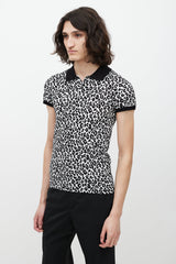 Saint Laurent White & Black Patterned Polo