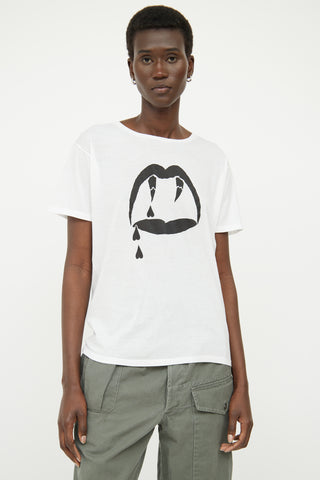 Saint Laurent White Fang Logo T-shirt