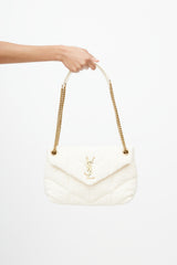 Saint Laurent 2020 Cream Loulou Toy Puffer Boucle Shoulder Bag