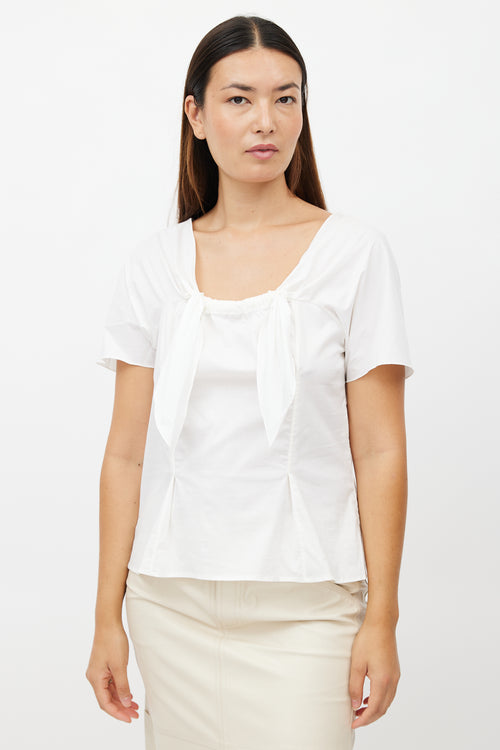 Saint Laurent White Knotted Tie Top