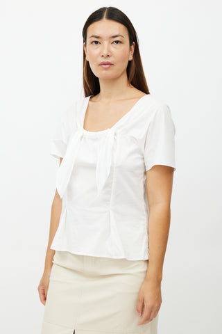 Saint Laurent White Knotted Tie Top